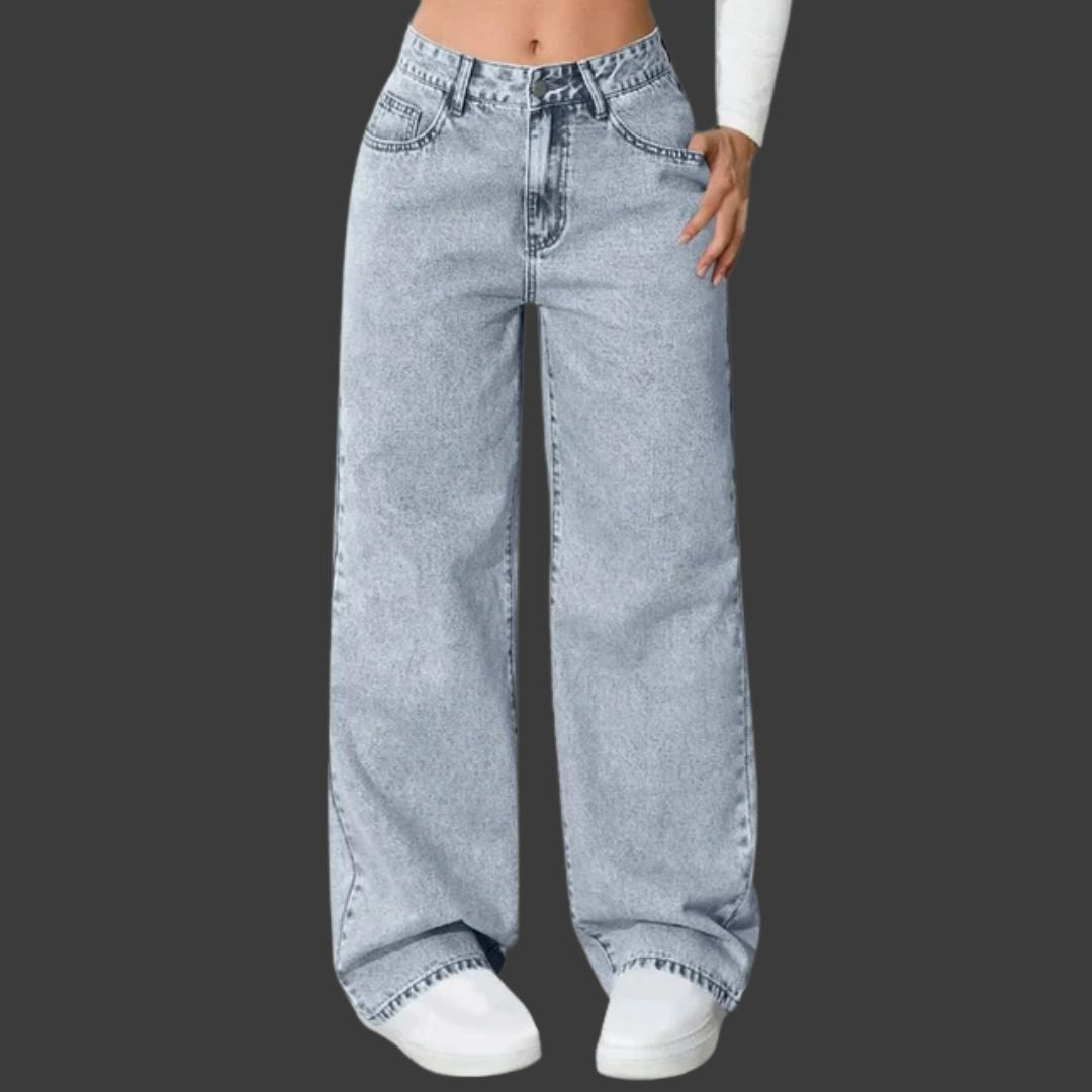 Maja – Trendiga Högmidjade Wide-Leg Jeans för Dam
