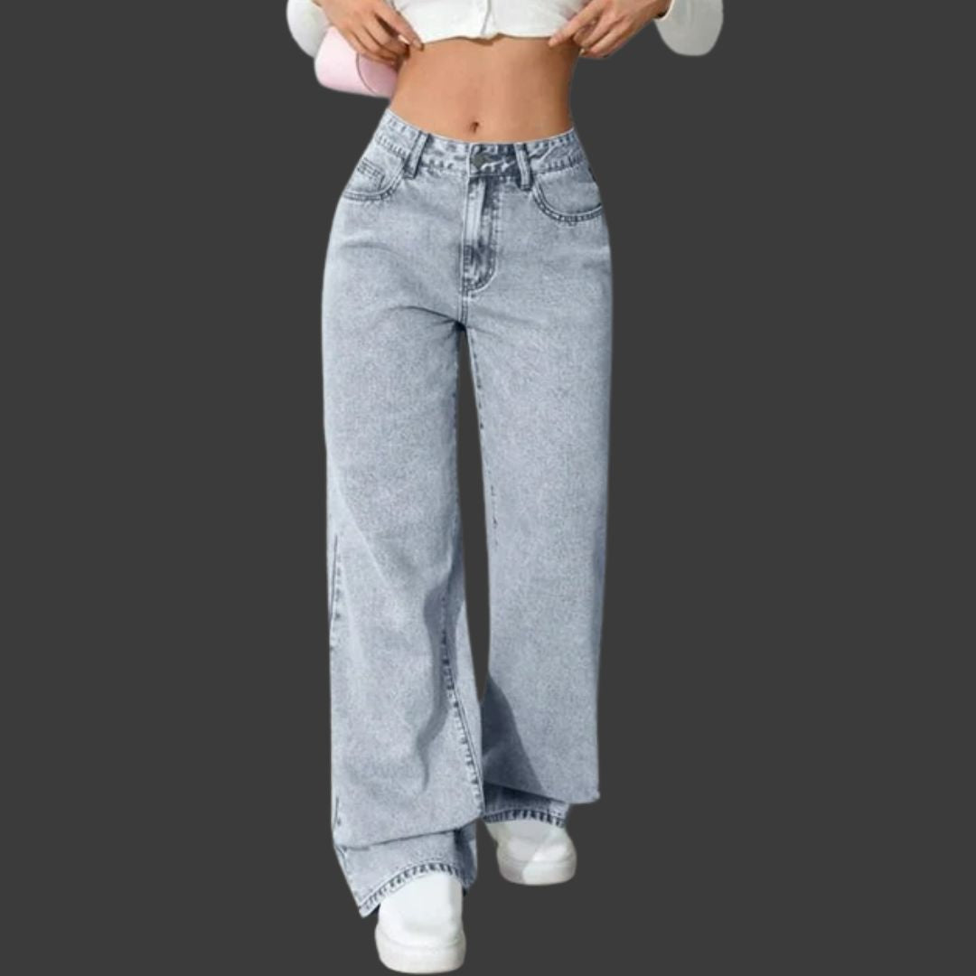 Maja – Trendiga Högmidjade Wide-Leg Jeans för Dam