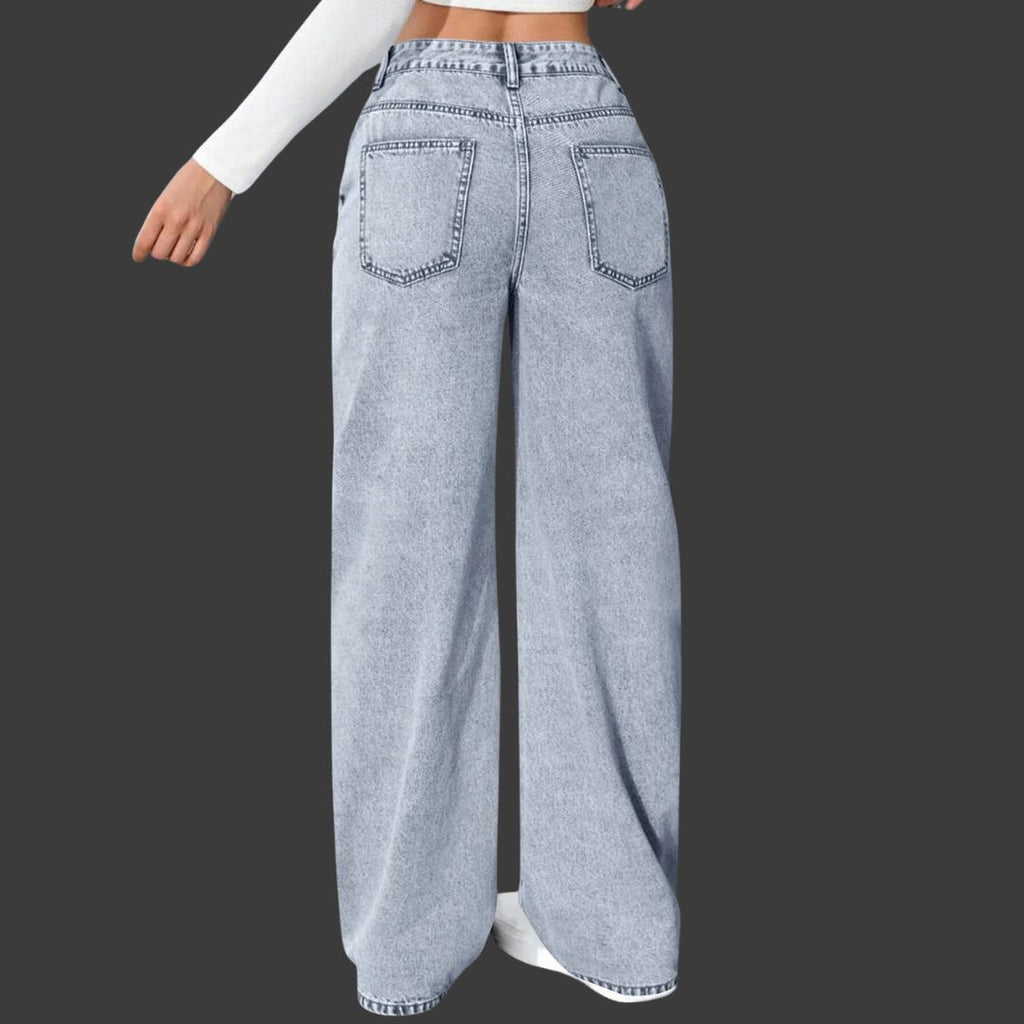 Maja – Trendiga Högmidjade Wide-Leg Jeans för Dam