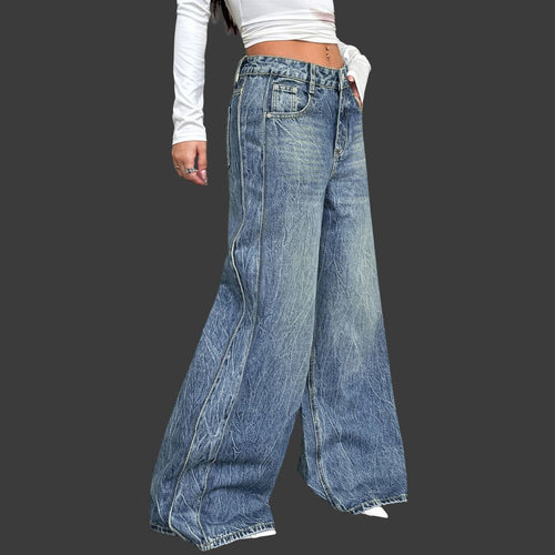Clara – Retro Vintagetvättade Wide-Leg Jeans för Dam